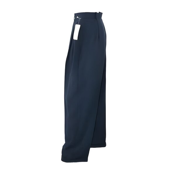 NWT Vintage Y2K Navy Blue High Waist Wide Tapered Classic Pleated Dress Pants 12 - Picture 1 of 4